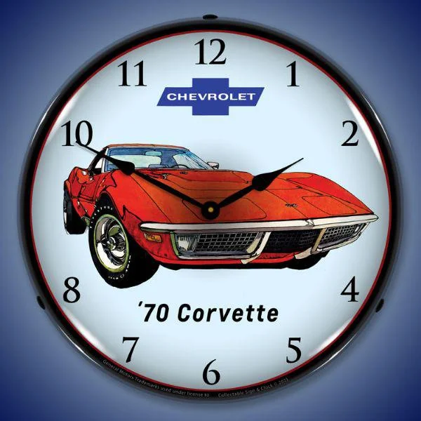 Luxury glass wall decor-1970 Corvette Backlit LED Clock