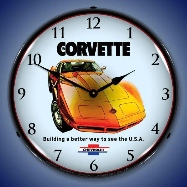 Designer crystal candle lanterns-1974 Corvette Backlit LED Clock