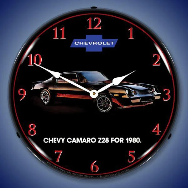 Stylish woven throw rugs-1980 Z28 Camaro Backlit LED Clock