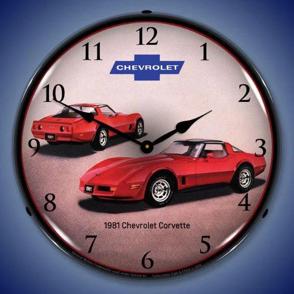 Retro ceramic wall vases-1981 Corvette Backlit LED Clock