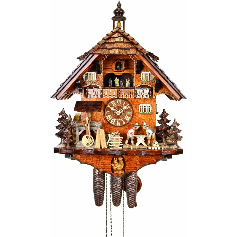 Vintage checkered table runners-August Schwer Chalet-Style Cuckoo Clock - 5.8866.01.P - Made in Germany