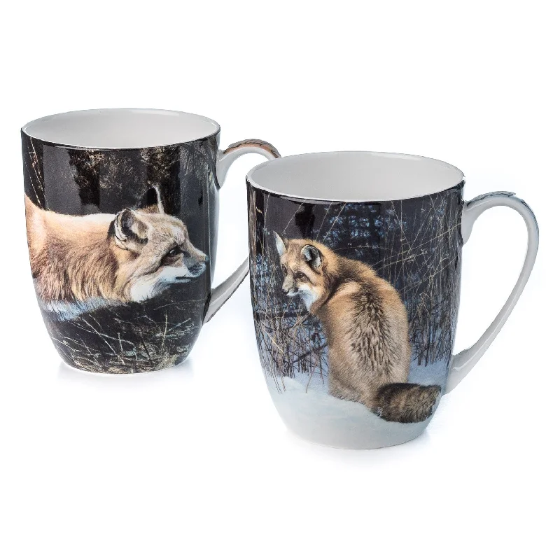 Modern insulated iced coffee mugs-Foxes Mug Pair