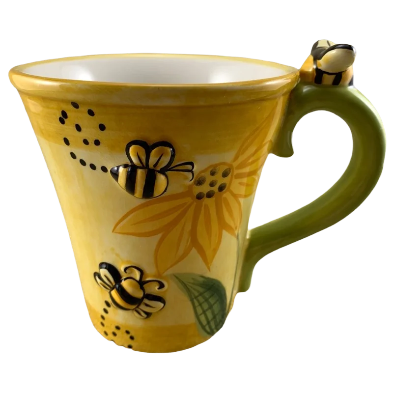 Sleek stainless steel tumblers-Bees & Sunflower Mug Pier 1 Imports