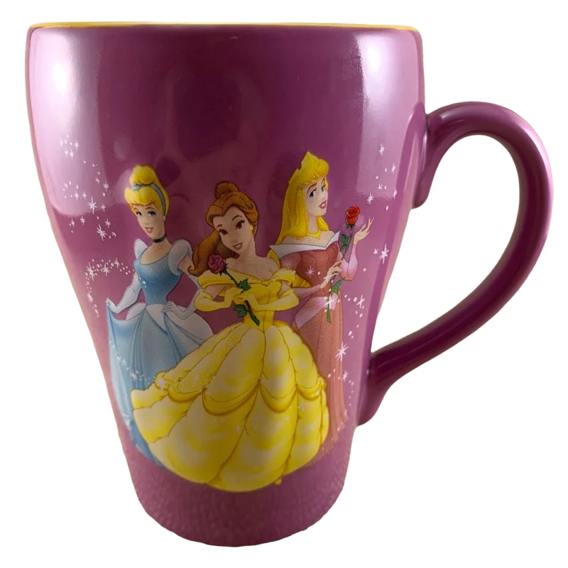 Stackable acrylic coffee cups-Belle Cinderella Aurora Let The Enchantment Begin Embossed Mug Disney Monogram International