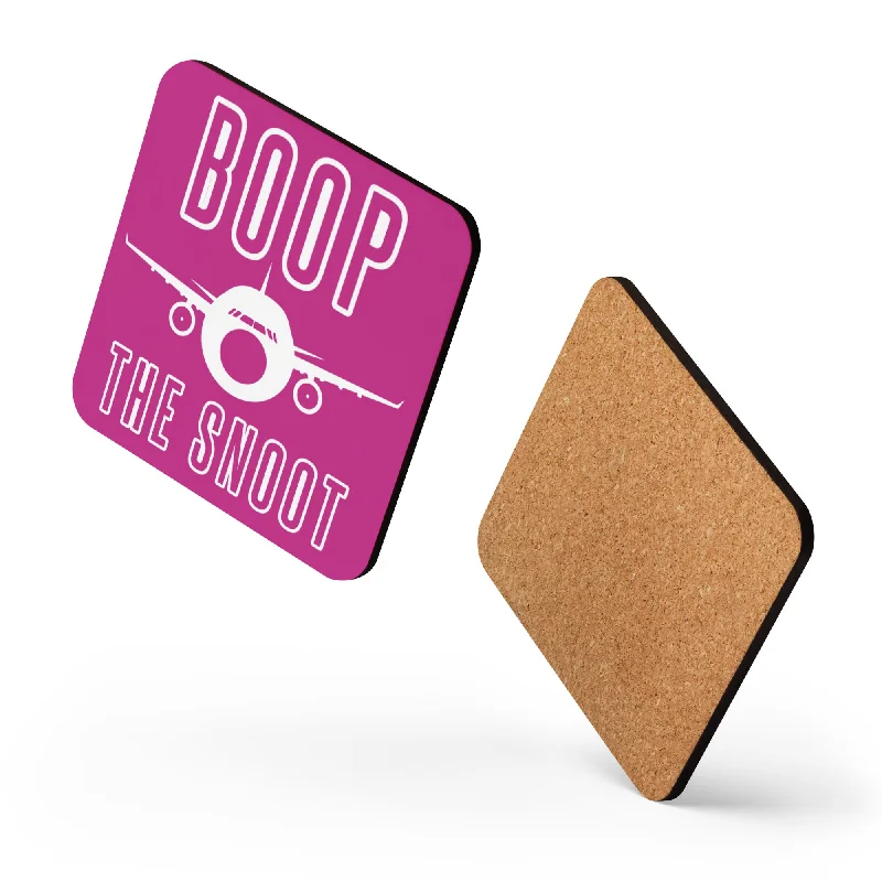 Bright orange ceramic mugs-BOOP THE SNOOT (PINK) Cork-back coaster