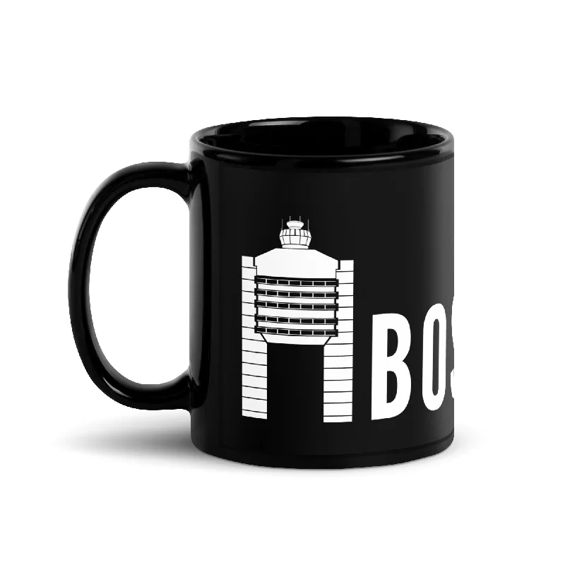 Vintage polka dot teacups-BOS TOWER Black Glossy Mug