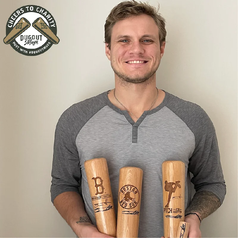 Hand-painted ceramic tumblers-Boston Red Sox Tanner Houck's Pitch for Adoption | Cheers for Charity | Dugout Mug®  | Baseball Bat Mug