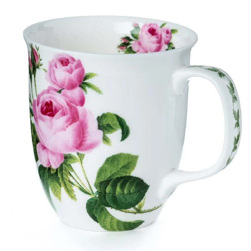 Stylish silver drinking mugs-Botanical Flowers Pink Rose Java Mug | NEW FOR 2024