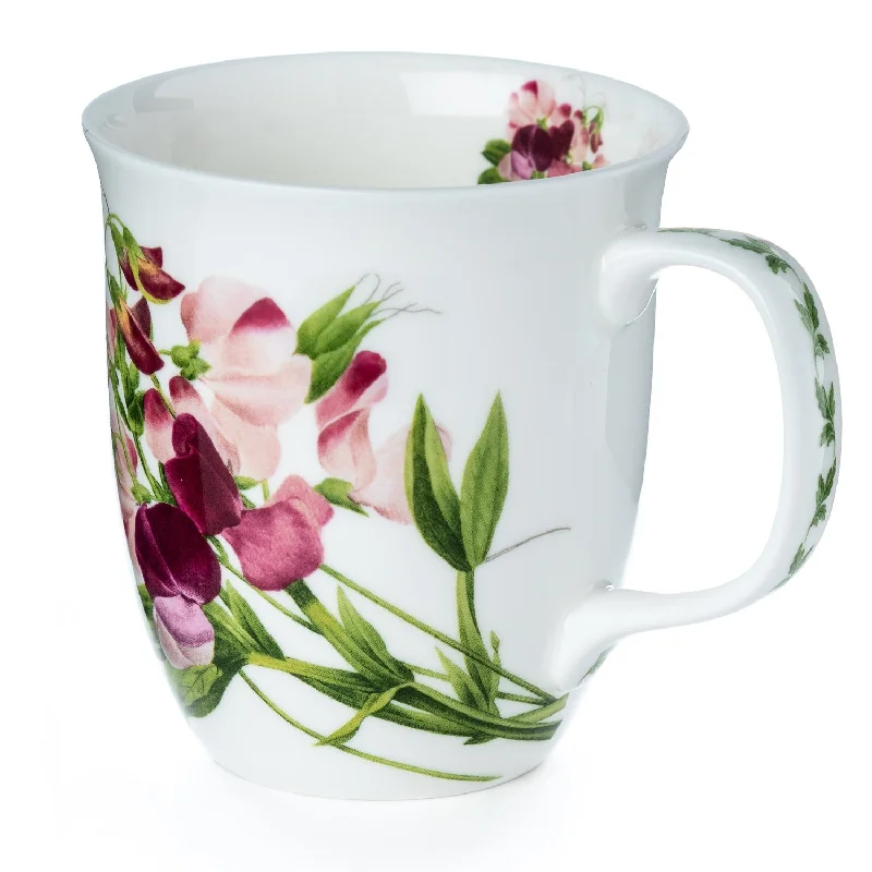 Non-toxic plastic water cups-Botanical Flowers Pink Sweet Pea Java Mug | NEW FOR 2024