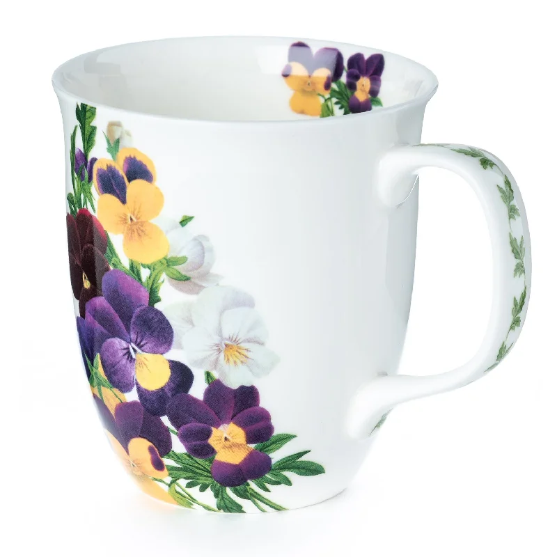 Eco-friendly glass coffee cups-Botanical Flowers Viola Java Mug | NEW FOR 2024