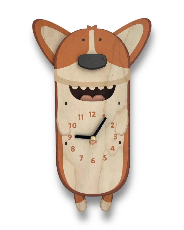 Rustic cotton accent pillows-Butters the Corgi Pendulum Clock