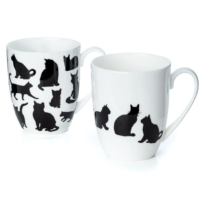 Elegant crystal juice glasses-Cat Silhouette Mug Pair | NEW FOR 2024