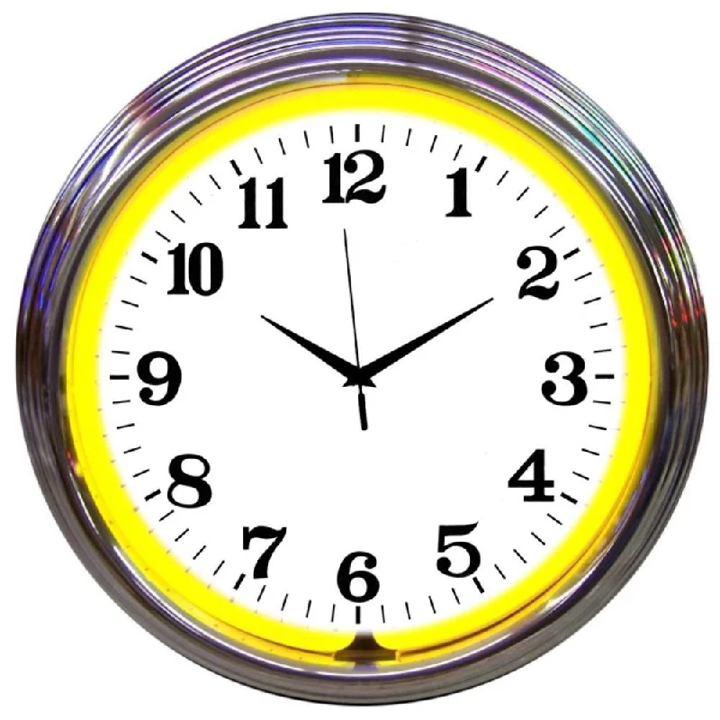 Sleek abstract wall prints-Chrome Yellow Standard Neon Clock