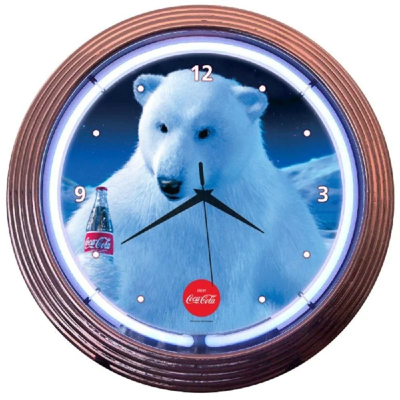 Bright purple area rugs-Coca-Cola Polar Bear Neon Clock