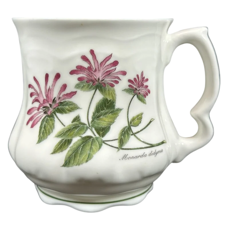 Stylish silver drinking mugs-David Michael China Monarda Didyma Rosa Canina Mug Staffordshire Fine Bone China