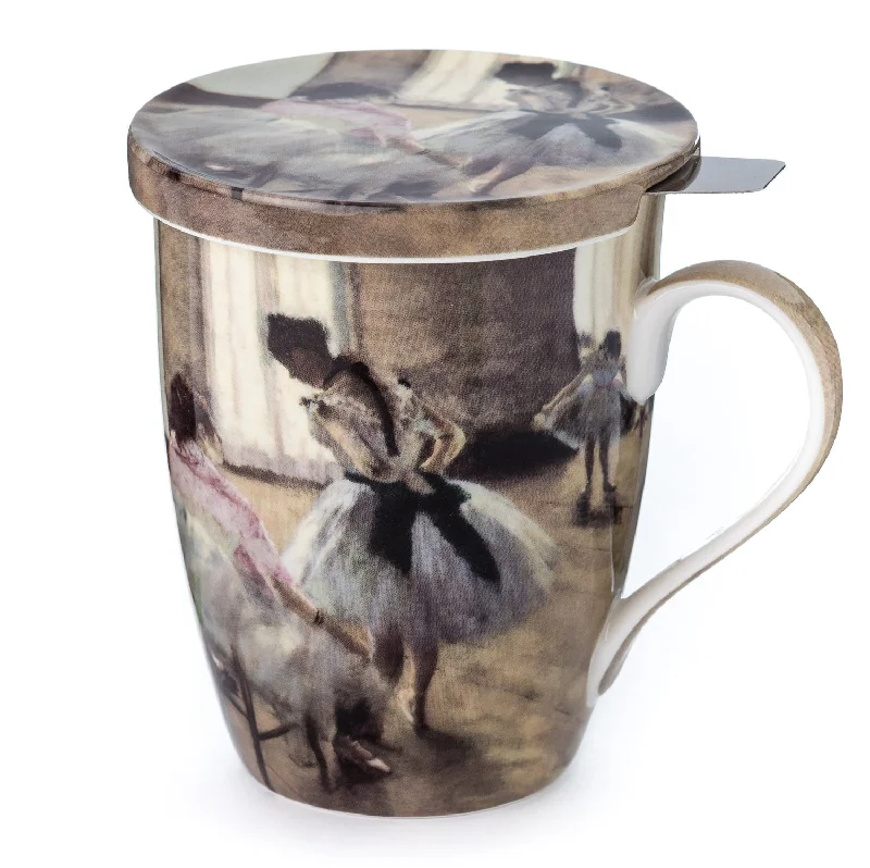 Sleek copper travel cups-Degas The Dance Lesson Tea Mug w/ Infuser and Lid