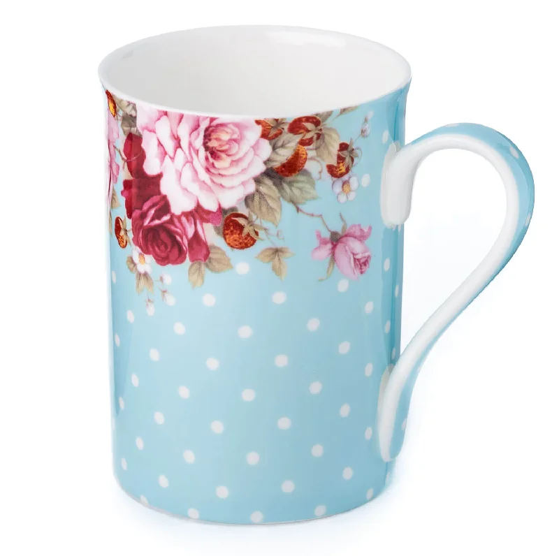 Glitter-decorated water cups-Dots & Roses Blue Classico Mug