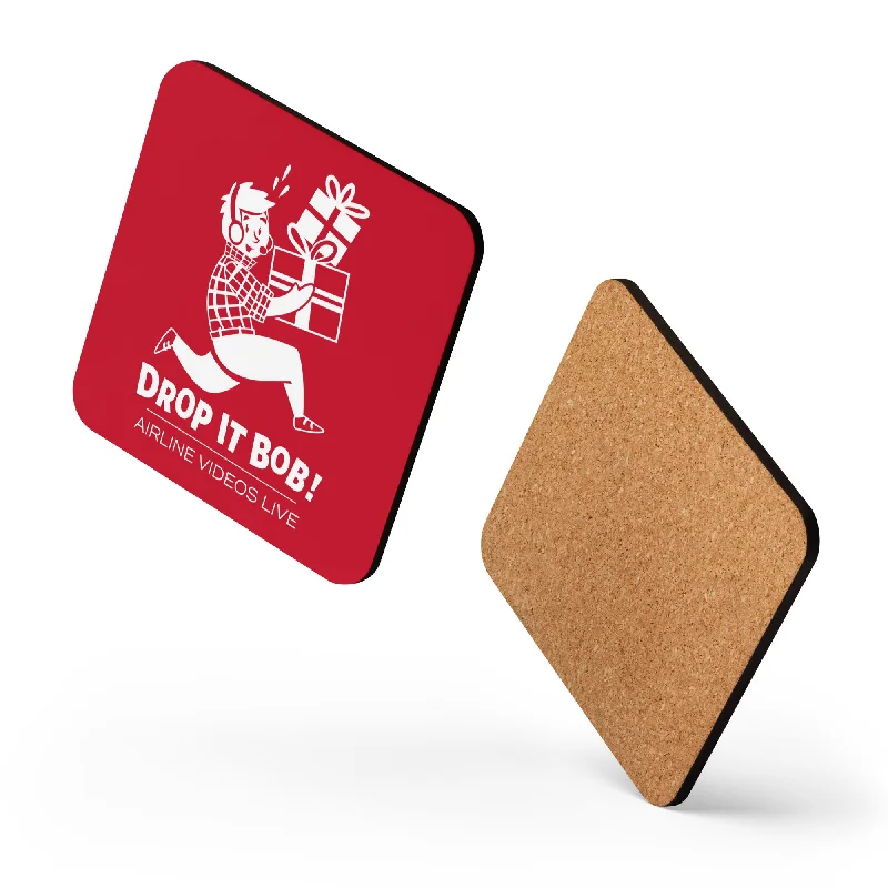 Modern double-walled mugs-DROP IT BOB! (RED) Cork-back coaster