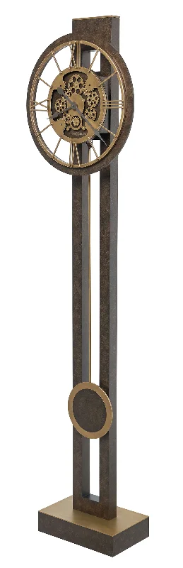 Sleek black metal statues-Finnley Grandfather Clock