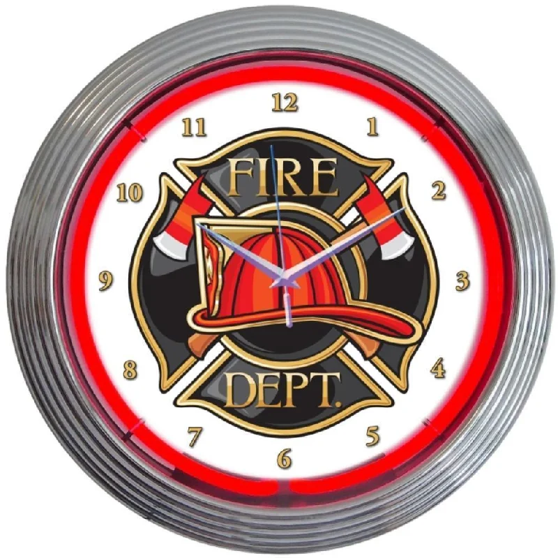 Stylish woven wall mirrors-Fire Department Neon Clock