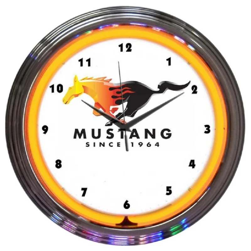 Bright purple area rugs-Ford Mustang Since 1964 Orange Neon Clock