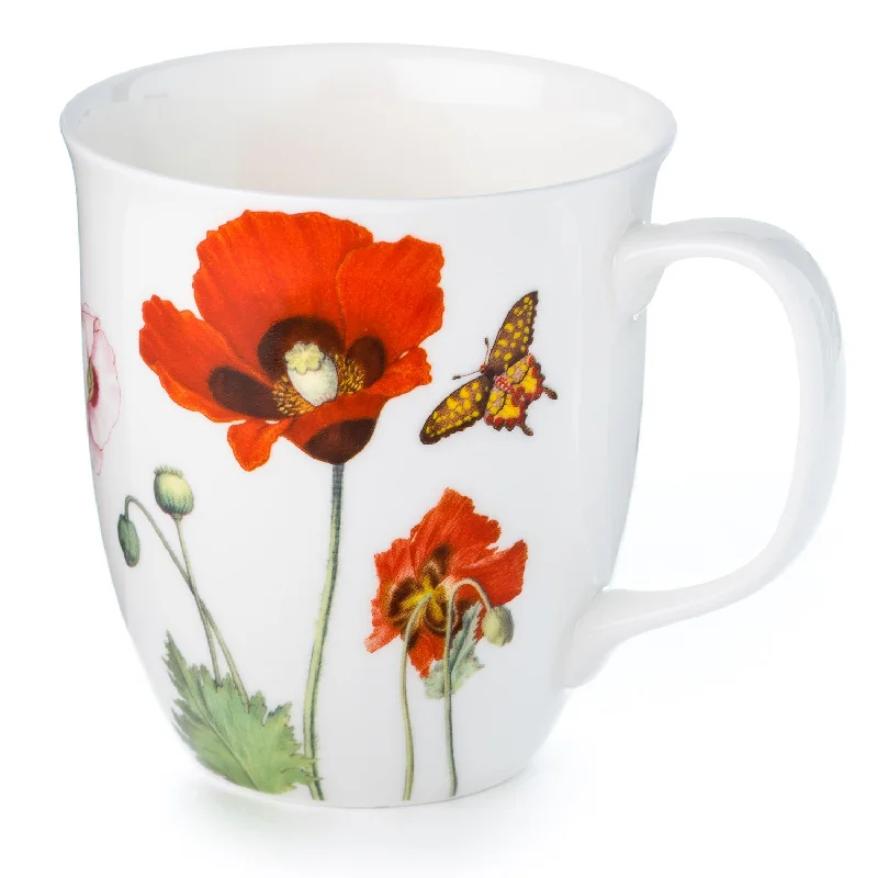 Outdoor ceramic drinking mugs-Garden Collection Poppies Java Mug