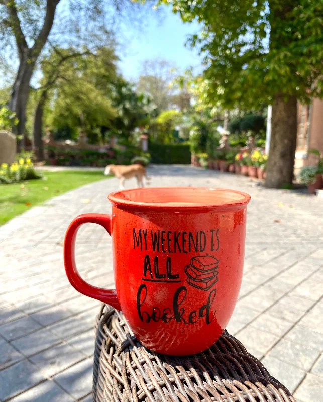 Durable plastic camping cups-Gloria mug My weekend is all booked in bright orange