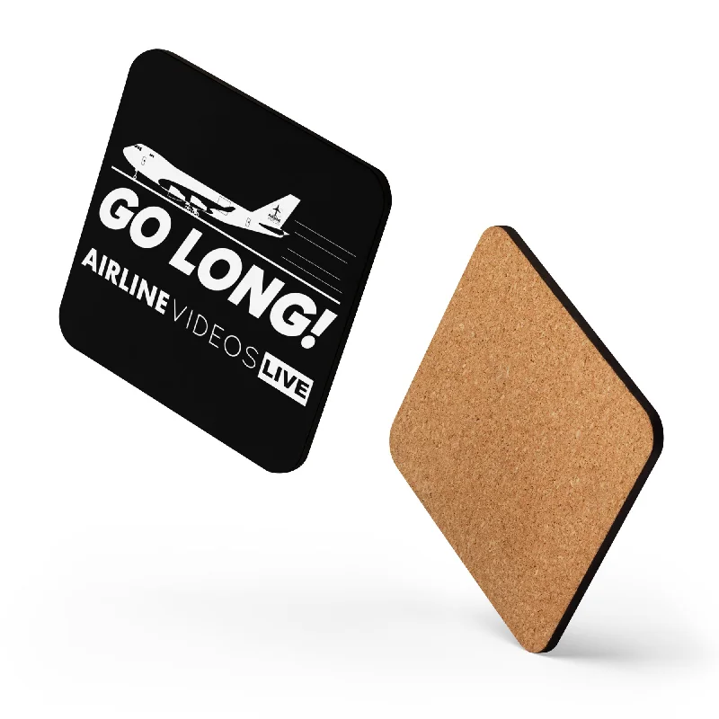 Large glass iced tea cups-GO LONG (BLACK) Cork-back coaster