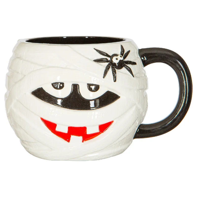 Cute dinosaur kids’ mugs-Halloween Mummy Spider Stoneware Mug - By Fax Potato