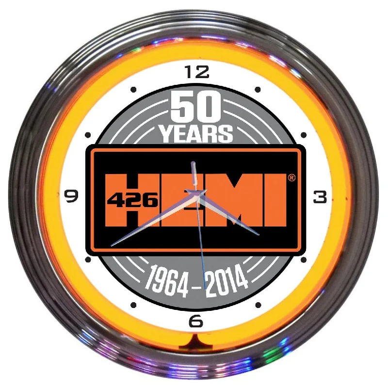 Bold blue wall mirrors-Hemi 50th Anniversary Neon Clock