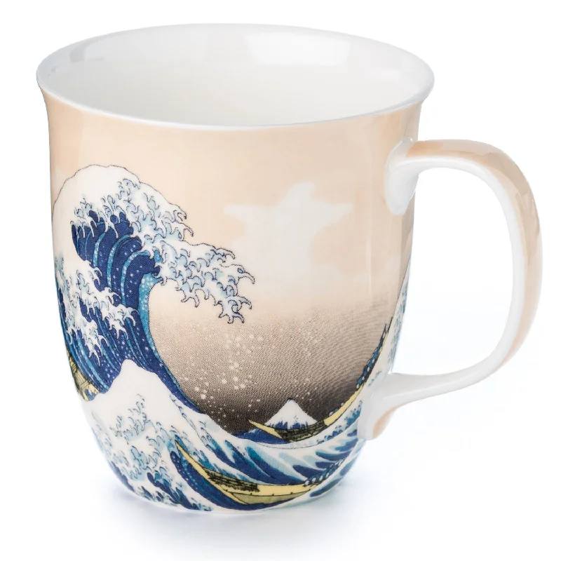 Cute polka dot teacups-Hokusai The Great Wave Java Mug