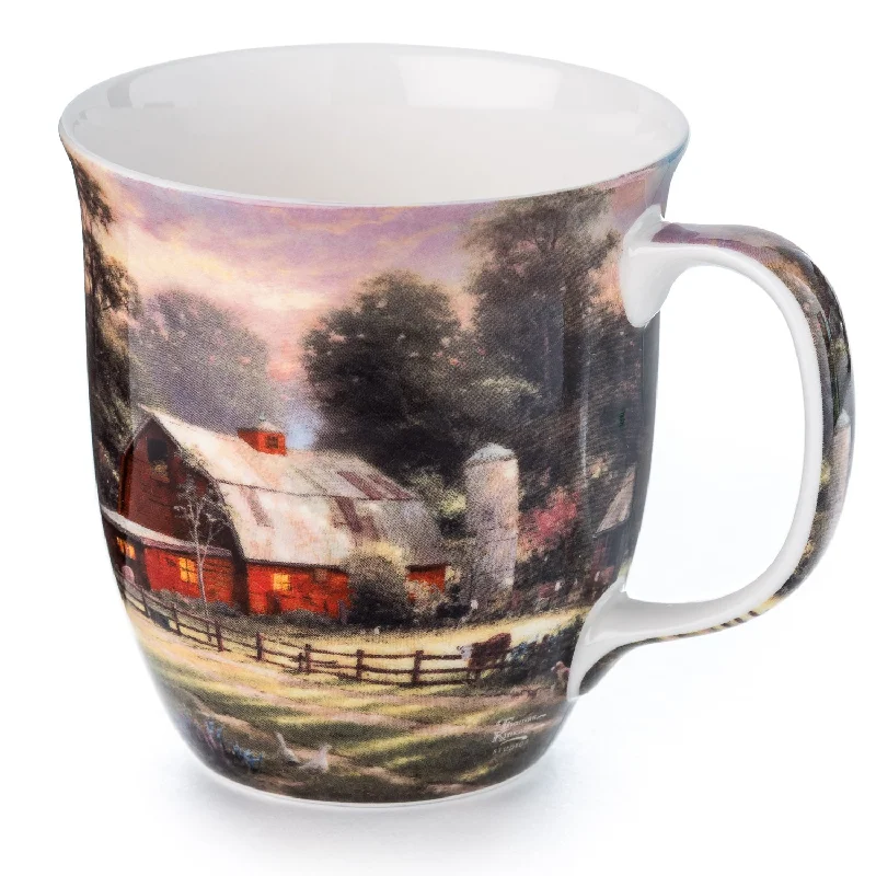 Luxury gold-rimmed tumblers-Kinkade Sunset at Riverbend Farm Java Mug