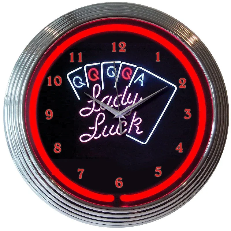 Elegant glass table lamps-Lady Luck Neon Clock