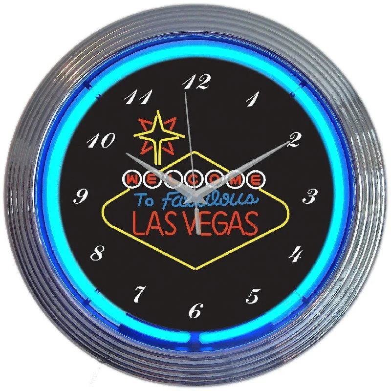 Modern circular wall art-Las Vegas Sign Neon Clock