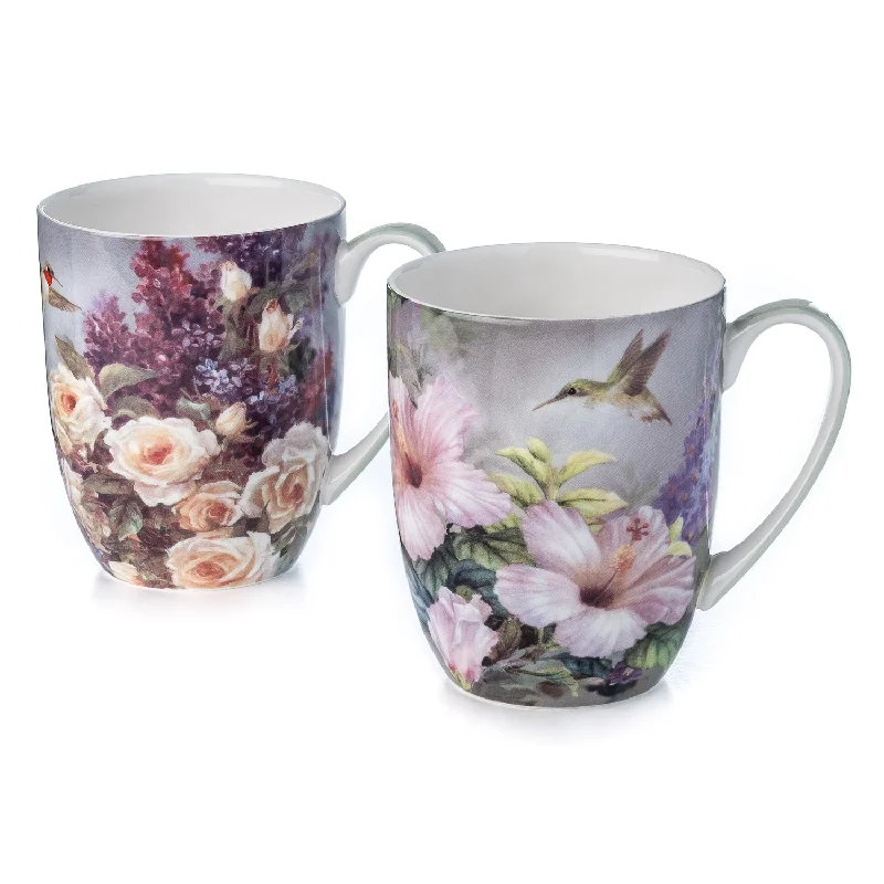 Stylish silver drinking mugs-Lena Liu Hummingbirds Mug Pair