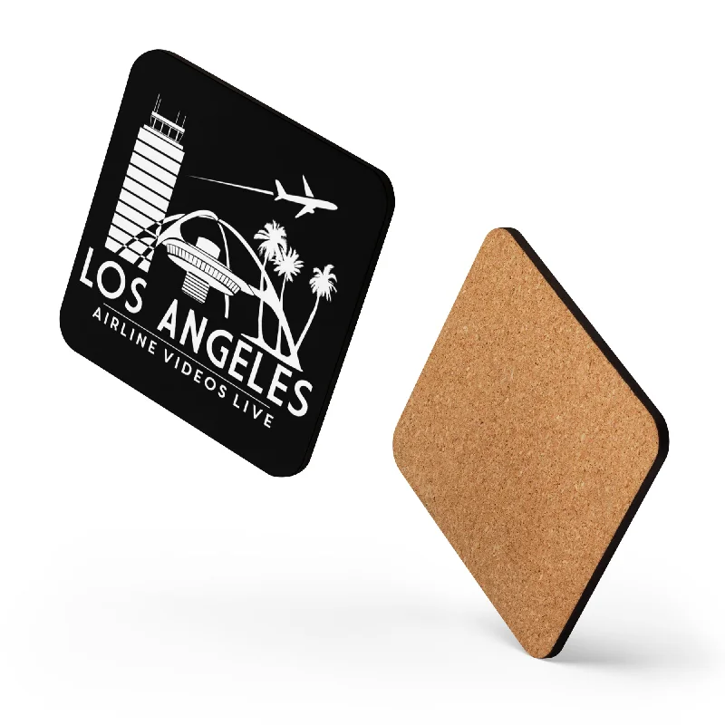 Heavy-duty acrylic tumblers-LOS ANGELES RETRO (BLACK) Cork-back coaster