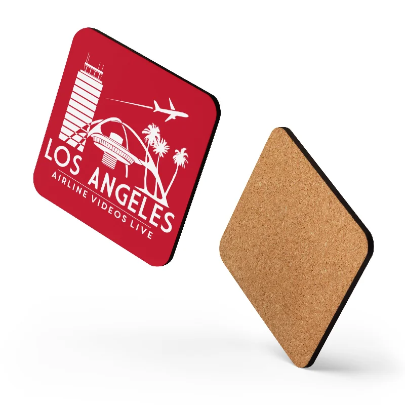 Glitter-decorated water cups-LOS ANGELES RETRO (RED) Cork-back coaster