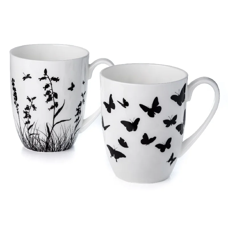 Compact collapsible water cups-Meadow Silhouette Mug Pair