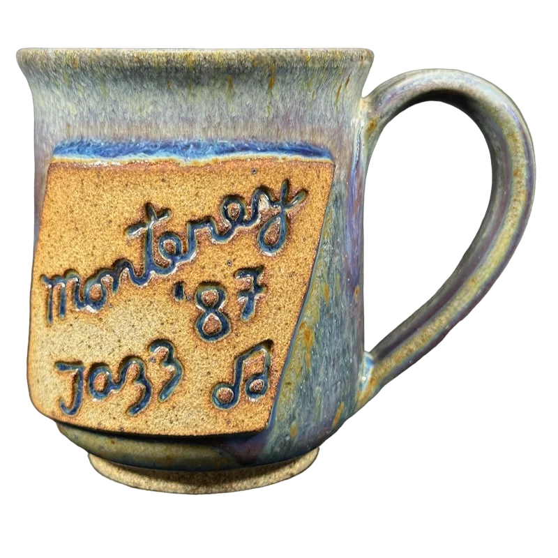 Elegant bronze-rimmed teacups-Monterey Jazz '87 Pottery Mug