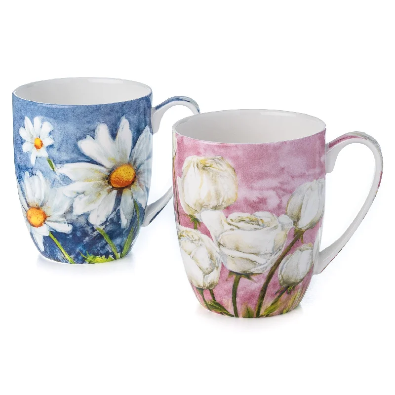 Festive Easter-themed mugs-Morning Flowers Mug Pair