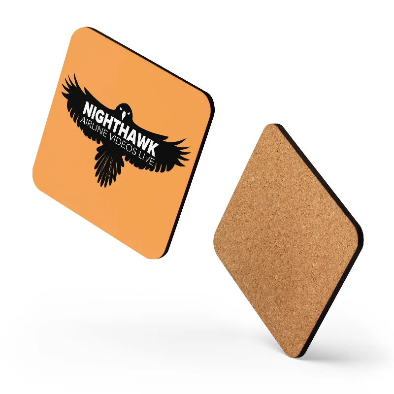 Compact ceramic travel mugs-NIGHTHAWK (ORANGE) Cork-back coaster