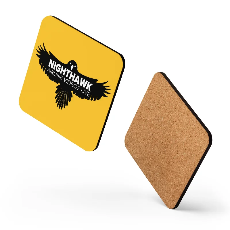 Minimalist stoneware tumblers-NIGHTHAWK (YELLOW) Cork-back coaster