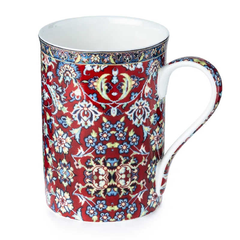 Floral glass drinking cups-Persian Tapestry Red Classico Mug