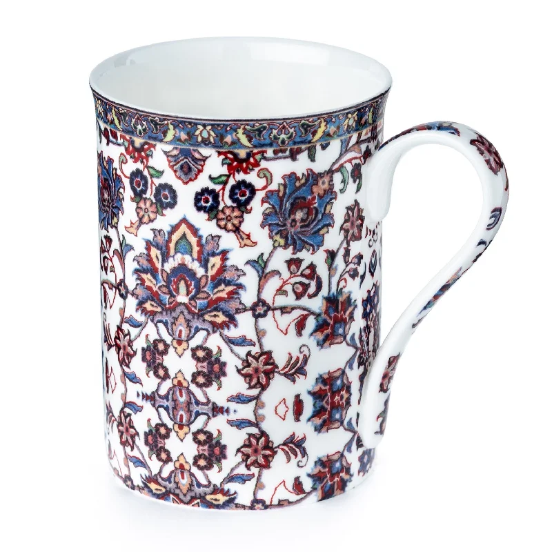 Large ceramic latte mugs-Persian Tapestry White Classico Mug