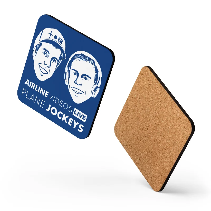 Glitter-decorated water cups-PLANE JOCKEYS (BLUE) Cork-back coaster