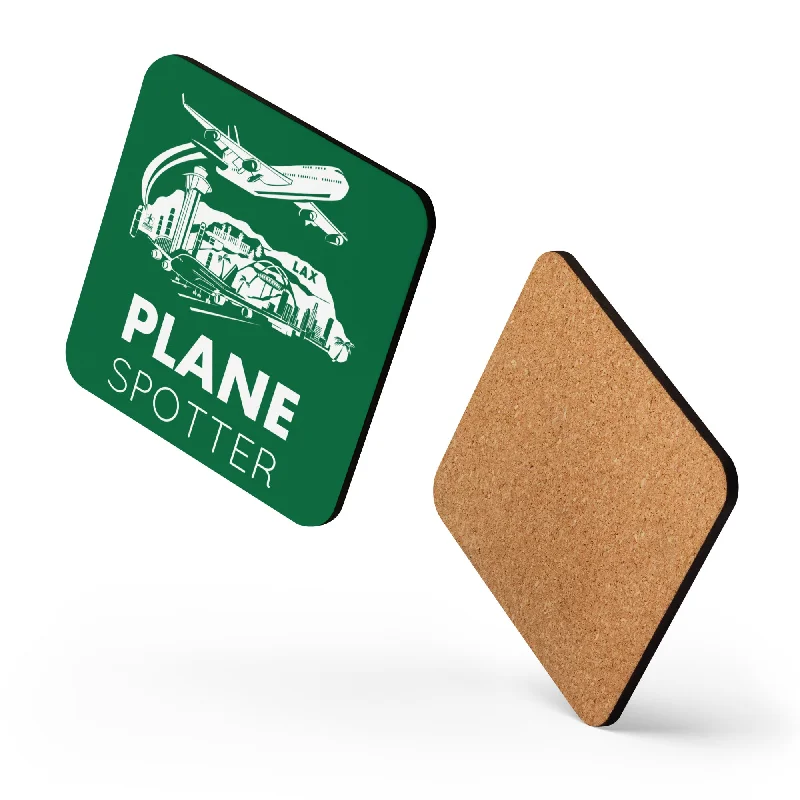 Large insulated stainless mugs-PLANE SPOTTER (GREEN) Cork-back coaster