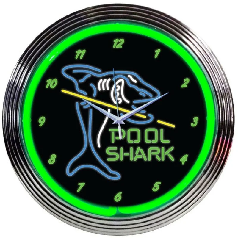 Cozy wool accent rugs-Pool Shark Neon Clock