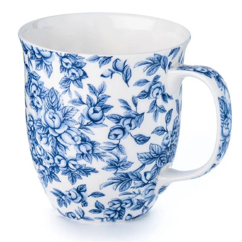 Stackable acrylic drinking cups-Chintz Light Blue Roses Java Mug