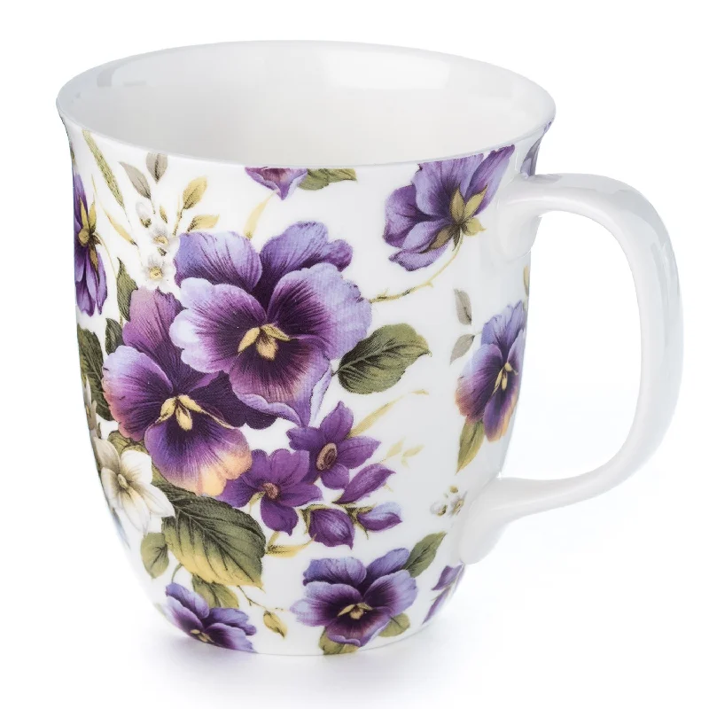 Insulated toddler tumblers-Chintz Purple Pansies Java Mug