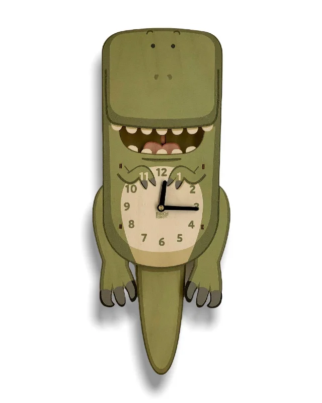 Bold blue accent vases-Ralphie the T-Rex Pendulum Clock